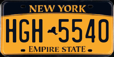 NY license plate HGH5540