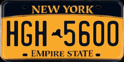 NY license plate HGH5600