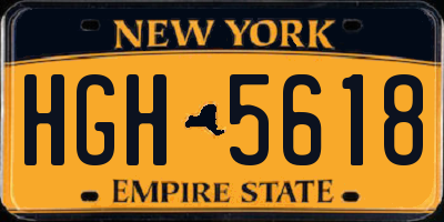 NY license plate HGH5618