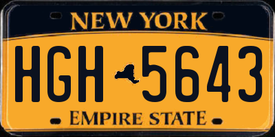NY license plate HGH5643