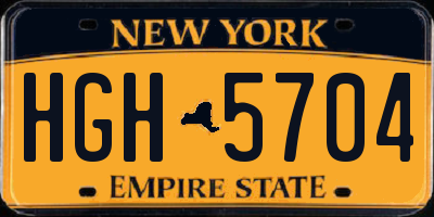 NY license plate HGH5704