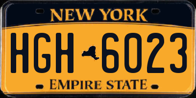 NY license plate HGH6023