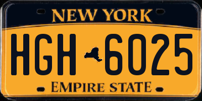 NY license plate HGH6025