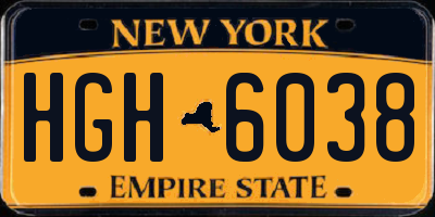 NY license plate HGH6038