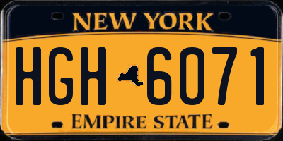 NY license plate HGH6071