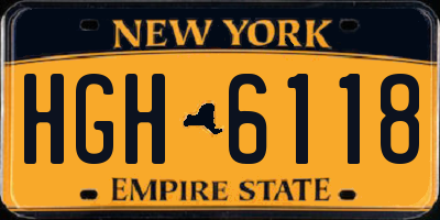 NY license plate HGH6118