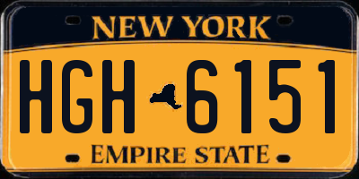 NY license plate HGH6151