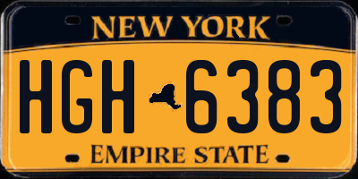 NY license plate HGH6383