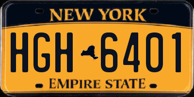 NY license plate HGH6401