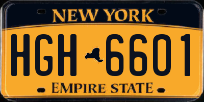 NY license plate HGH6601