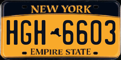 NY license plate HGH6603