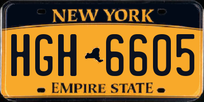 NY license plate HGH6605