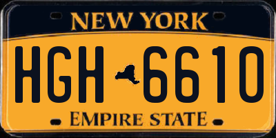 NY license plate HGH6610