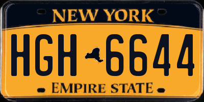 NY license plate HGH6644