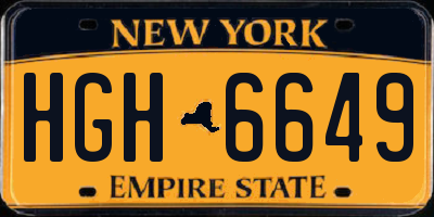 NY license plate HGH6649