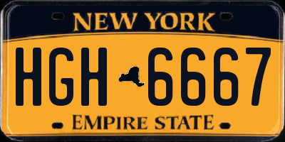 NY license plate HGH6667
