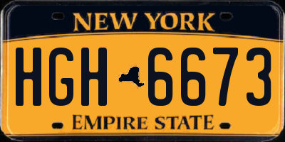 NY license plate HGH6673