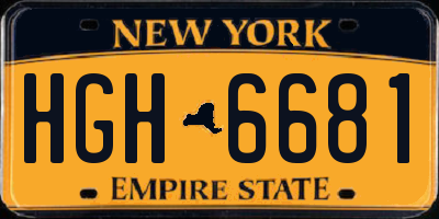 NY license plate HGH6681