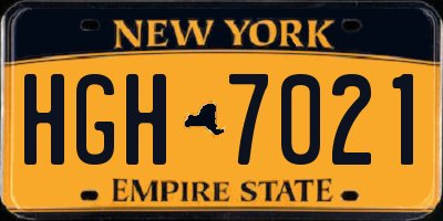NY license plate HGH7021