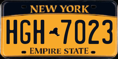 NY license plate HGH7023