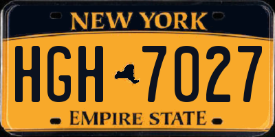 NY license plate HGH7027