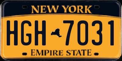 NY license plate HGH7031