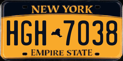 NY license plate HGH7038