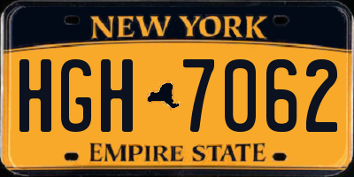 NY license plate HGH7062