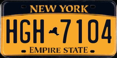 NY license plate HGH7104