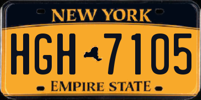 NY license plate HGH7105