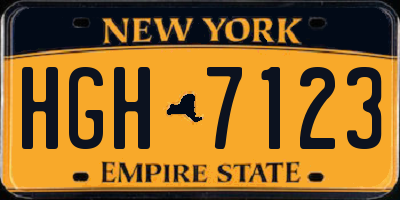 NY license plate HGH7123
