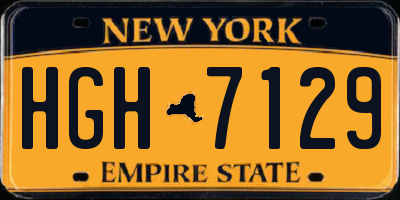 NY license plate HGH7129