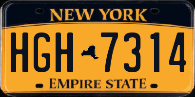 NY license plate HGH7314