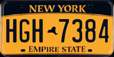 NY license plate HGH7384