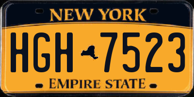 NY license plate HGH7523