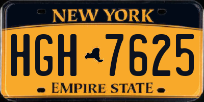 NY license plate HGH7625