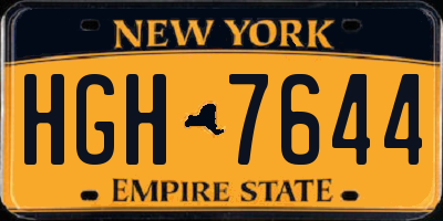 NY license plate HGH7644