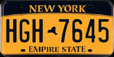 NY license plate HGH7645