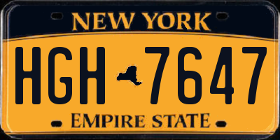 NY license plate HGH7647