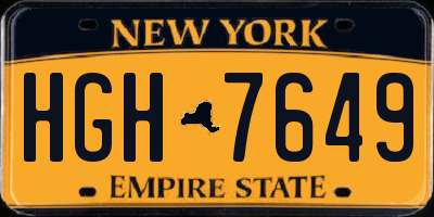 NY license plate HGH7649