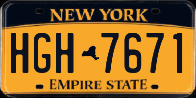 NY license plate HGH7671