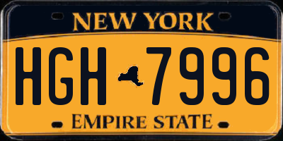 NY license plate HGH7996