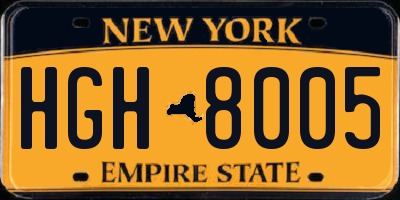 NY license plate HGH8005