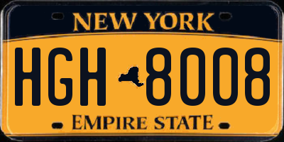 NY license plate HGH8008