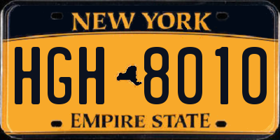 NY license plate HGH8010