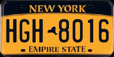 NY license plate HGH8016