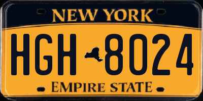NY license plate HGH8024