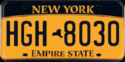 NY license plate HGH8030