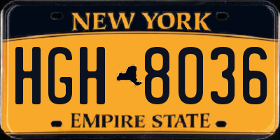NY license plate HGH8036