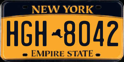 NY license plate HGH8042